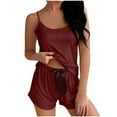 thumbnail image 1 of Riecok Pajama Short Sets for Women 2 Piece Sleeveless Tank Tops and Elastic Waist Drawstring Shorts Breathable Loungewear, 1 of 5