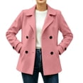 thumbnail image 1 of Riecok Pea Coats for Women Long Sleeve Button down Jackets Lapel Collar Overcoat Warm Casual Winter Outerwear M, 1 of 6