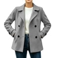 thumbnail image 1 of Riecok Pea Coats for Women Long Sleeve Button down Jackets Lapel Collar Overcoat Warm Casual Winter Outerwear XL, 1 of 6