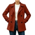 thumbnail image 1 of Riecok Pea Coats for Women Long Sleeve Button down Jackets Lapel Collar Overcoat Warm Casual Winter Outerwear XL, 1 of 6