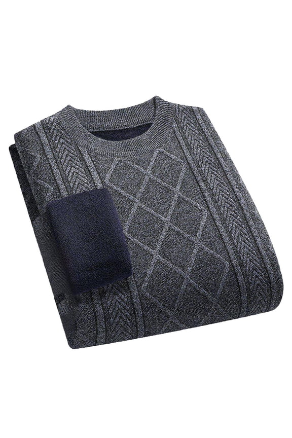 Plaid Sweaters for Men Crewneck Pullover Knitted Sweaters Solid Long Sleeve Tops Thermal Warm Blouses