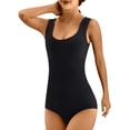 thumbnail image 1 of Riecok Plus Size Bodysuit Shapewear Seamless Stretchy Sleeveless Jumpsuits Solid Spaghetti Strap Workout Shapewear, 1 of 8