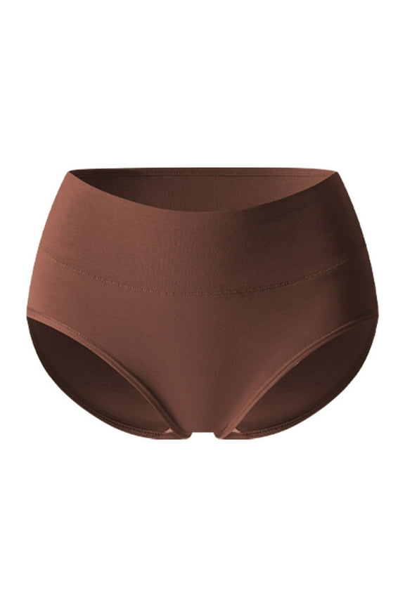 Plus Size Brief Panties Lace Tummy Control Butt Lifting Breathable Full Front Back Coverage Underwear Coffee XXL