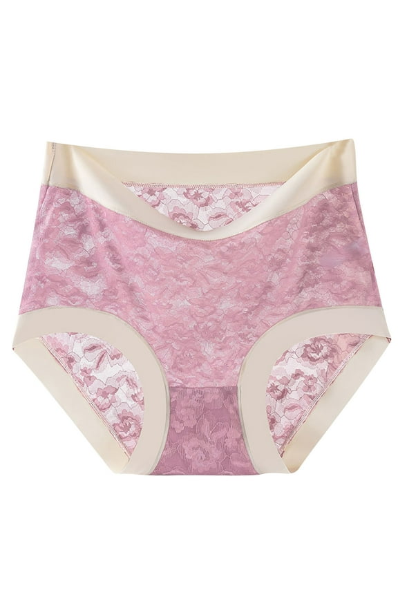 Plus Size Briefs for Women High Waist Stretch Solid Breathable Full Front Back Coverage Underwear Purple M