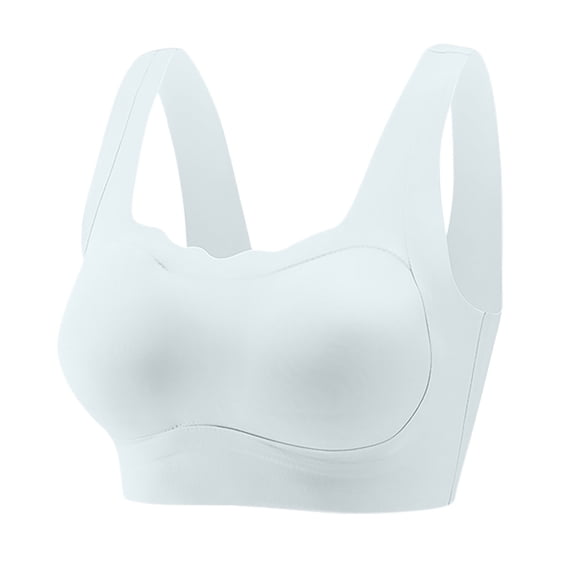 Riecok Plus Size Everyday Bras Seamless Push Up Soft Comfort Breathable Underwear Sport Bra Light Blue XL