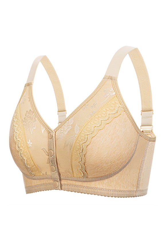 Plus Size Everyday Bras Wireless Front Closure Gathered Soft Breathable Daliy Sport Bras Yellow 52