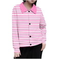thumbnail image 1 of Riecok Plus Size Jackets for Women Lapel Long Sleeve Jackets Button Down Striped Coats Casual Stylish Clothes, 1 of 5