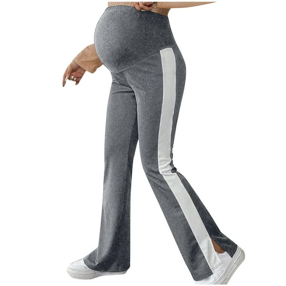 Riecok Plus Size Maternity Leggings High Waisted Stretchy Flare Leg Pregnancy Leggings Support Belly Activewear Pants