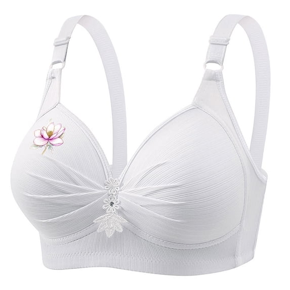Riecok Plus Size Push up Bras No Wire Stretch Wireless Bras Full Coverage Support Bras Breathable Comfortable Bras