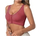 thumbnail image 1 of Riecok Plus Size Sports Bra Front Closure Seamless Gathered Soft Breathable Comfort Support Bra Red S, 1 of 8