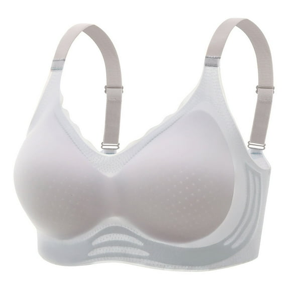 Riecok Plus Size Sports Bra Wireless Seamless Gathered Soft Breathable Comfort Everyday Bras Gray M