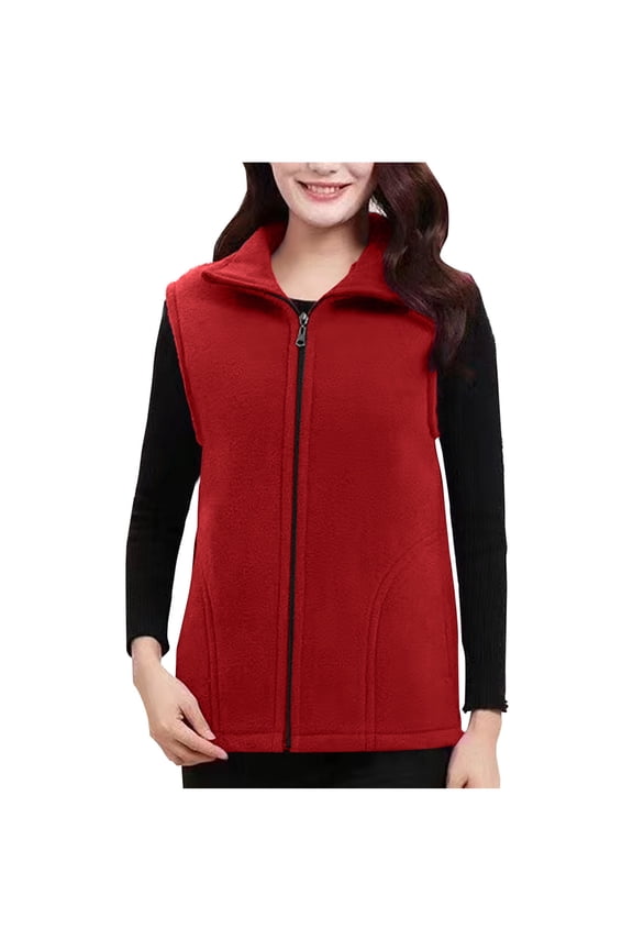 Plus Size Vests for Women Lapel Neck Sleeveless Jackets Fleece Open Front Coats Casual Trendy Outerwear
