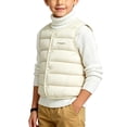 thumbnail image 1 of Riecok Puffer Vest for Boys Sleeveless Crewneck Button down Quilted Jackets Thermal Solid Warm Winter Outerwear White 2-3T, 1 of 7