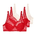 thumbnail image 1 of Riecok Push up Bras for Women Lace 3 Pack Underwire Bras Plus Size Full Coverage Bras Breathable Comfortable Bras, 1 of 4