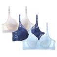 thumbnail image 1 of Riecok Push up Bras for Women Plus Size Lace 3 Pack Underwire Bras Stretch Full Coverage Bras Breathable Comfortable Bras, 1 of 2