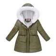 thumbnail image 1 of Riecok Quilted Jacket Toddler Hooded Zip up Long Sleeve Coats Solid Elastic Waist Winter Warm Outerwear with Pockets, 1 of 7