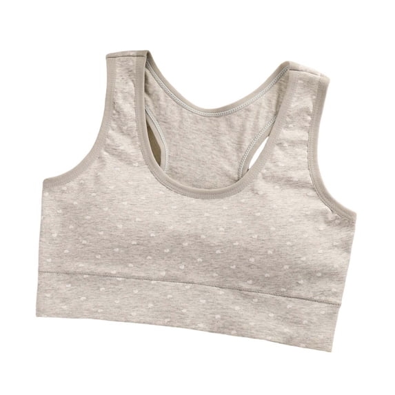 Riecok Racerback Bras for Girls No Underwire Training Sport Bra Breathable Wide Straps Soft Everyday Bras Gray XL