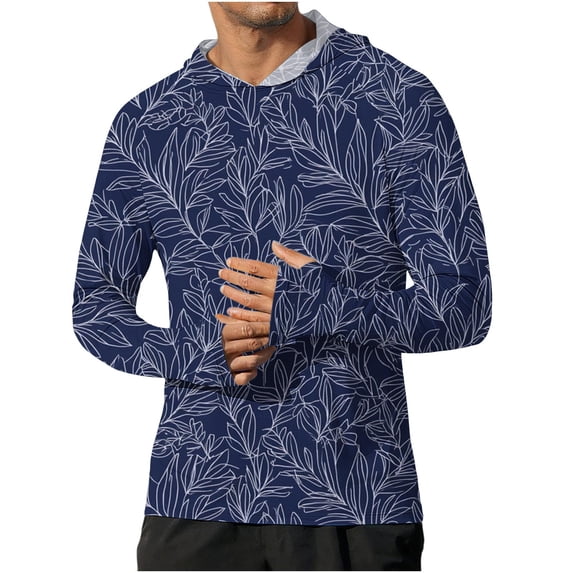 Riecok Rash Guard Shirts for Men Long Sleeve Sun Protection Pullover Breathable Hooded Tops Fishing Workout Clothes Red 2XL