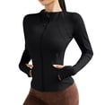 thumbnail image 1 of Riecok Rash Guard Shirts for Women Long Sleeve Zip up Sun Protection Shirts Breathable Tops Workout Running Clothes Black M, 1 of 7