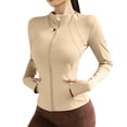 thumbnail image 1 of Riecok Rash Guard Shirts for Women Long Sleeve Zip up Sun Protection Shirts Breathable Tops Workout Running Clothes Khaki M, 1 of 7