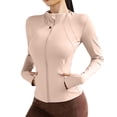 thumbnail image 1 of Riecok Rash Guard Shirts for Women Long Sleeve Zip up Sun Protection Shirts Breathable Tops Workout Running Clothes Pink M, 1 of 7
