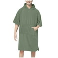 thumbnail image 1 of Riecok Robes for Women with Hood Lightweight Soft Solid Color Warm Bathrobe with Front Pockets Winter Housecoat Army Green Free Size, 1 of 3