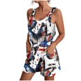 thumbnail image 1 of Riecok Rompers for Women Summer Sleeveless American Flag Short One Piece Jumpsuit 4th of July Casual Patriotic Overalls, 1 of 7