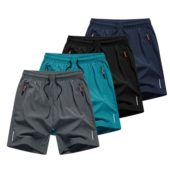Riecok Running Shorts for Boys 4 Pack Quick Dry Workout Shorts Solid Camping Daily Wear with Pockets