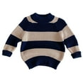 thumbnail image 1 of Riecok School Sweater for Boys Crewneck Long Sleeve Stripe Fall Winter Warm Pullover Sweater Dark Blue 130, 1 of 6