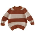 thumbnail image 1 of Riecok School Sweater for Boys Crewneck Long Sleeve Stripe Fall Winter Warm Pullover Sweater Khaki 90, 1 of 8