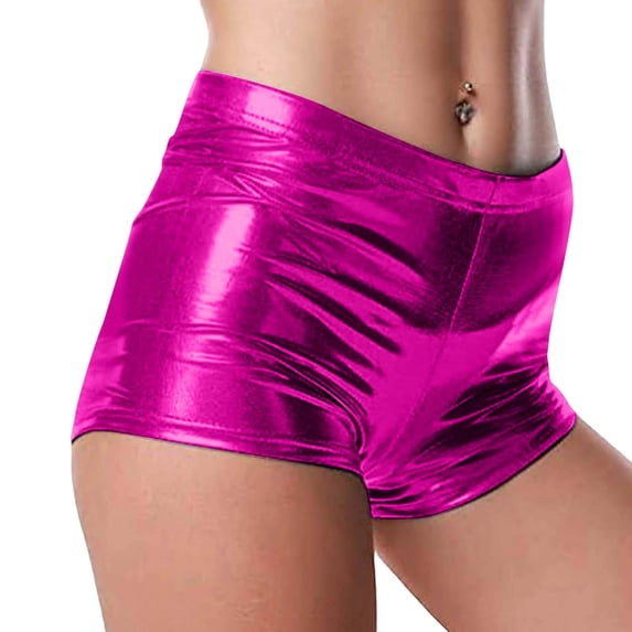 Riecok Sequin Shorts for Women Summer High Waisted Leather Hotpants Shorts Nightclub Performance Clothes