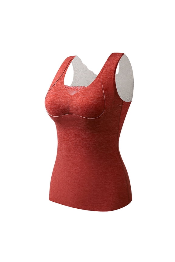 Shapewear Bodysuit for Women Shapewear for Women Tummy Control Bodysuit Round-Neck Built-In Breast Pads Button Warmth Winter Fall Fashion Comfortable Soft Red 2XL