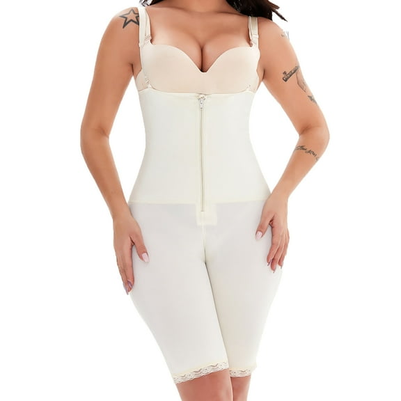 Riecok Shapewear for Women Plus Size Stretchy Sleeveless Jumpsuits Solid Butt Liftings Activewear Shapewear