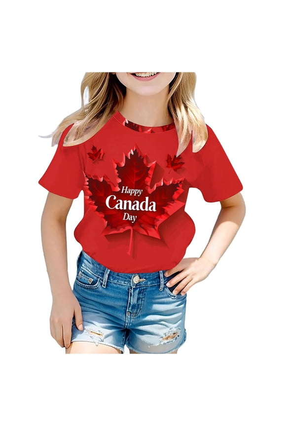Shirts For Girls Tops Kids Girls Short Sleeve 3-14 Years Short Sleeve Round Neck Graphic T-Shirt Fashion Girls And Boy T-Shirt Tee Summer Comfortable Red 5 Years