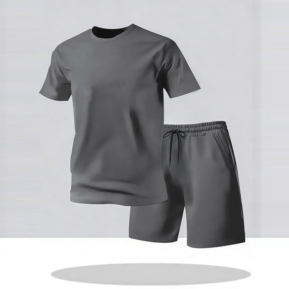 Riecok Short Sets for Men Breathable Short Sleeve T Shirt Shorts Summer 2 Piece Tracksuits Workout Sportwear Sets