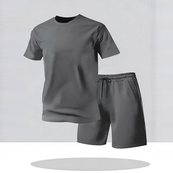Riecok Short Sets for Men Breathable Short Sleeve T Shirt Shorts Summer 2 Piece Tracksuits Workout Sportwear Sets