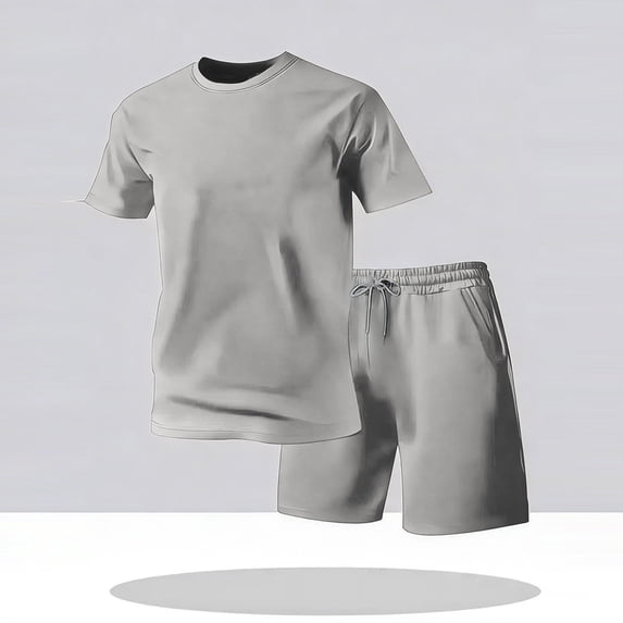 Riecok Short Sets for Men Breathable Short Sleeve T Shirt Shorts Summer 2 Piece Tracksuits Workout Sportwear Sets
