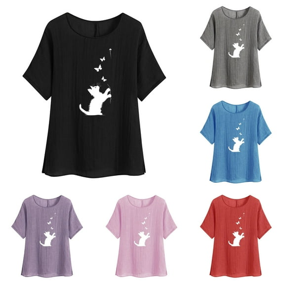 Riecok Short Sleeve Blouses for Girls Boy Collared Neck Shirt Kids Clothes Toddler Kids Boy Comfortable Loose Trendy Clothes Blouses Top Summer L Purple