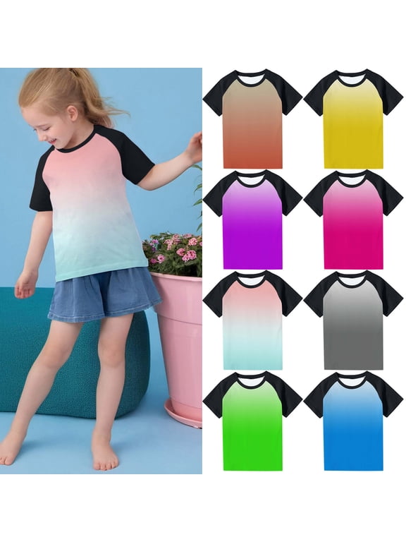 Short Sleeve Blouses for Girls Boy Crewneck Oversized Casual All-match Fashion Lightweight Toddler Kids Boy Casual Loose Shirts Purple 4 T