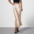 thumbnail image 1 of Riecok Silk Skirts for Women Flared Ankle Length Slip Skirts Solid Lightweight Elegant Casual Skirt Beige XL, 1 of 8