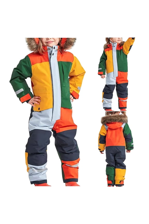 Ski Suit for Toddler Insulated Ski Suit Waterproof Outdoor Zip Overalls Warm Comfy Casual Winter Fashion Gift for Girls Boys Multicolor 110