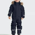 thumbnail image 1 of Riecok Ski Suits Big Kids Insulated Ski Suit Waterproof Zip Warm Overalls Outdoor Winter Fashion Comfy Casual Softshell Suit Trendy Outwear Navy 100, 1 of 7