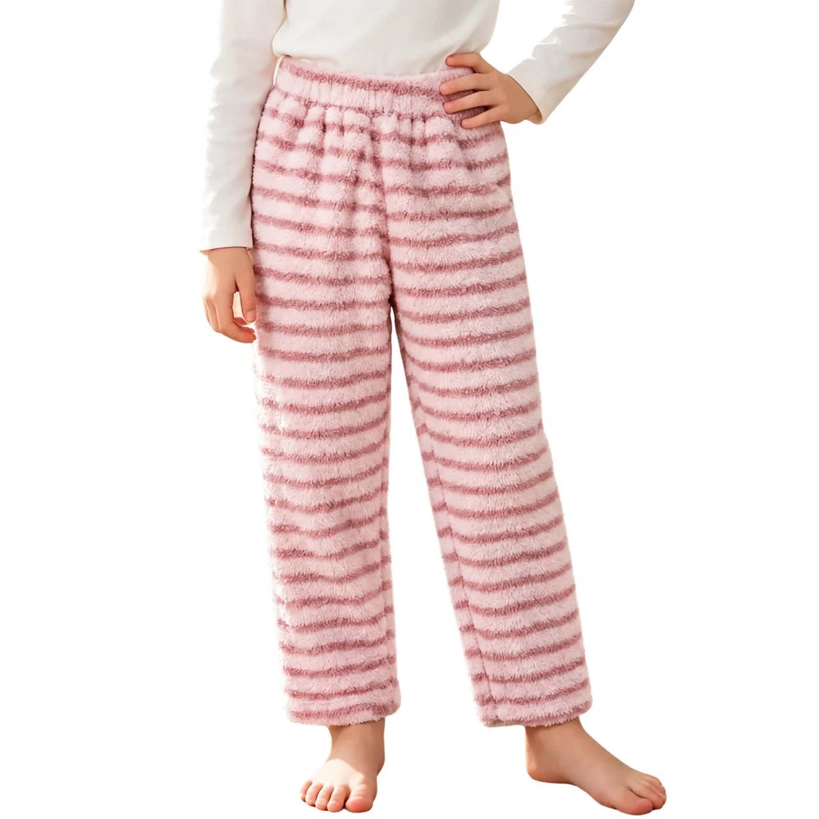 Riecok Sleep Pants for Girls Elastic Waist Wide Leg Pant Pull on ...