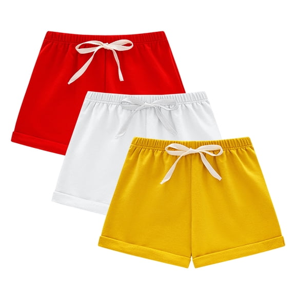 Riecok Sleep Shorts Girls 3 Pack Elastic Waist Drawstring Shorts Solid Loose Summer Lounge Daily Wear