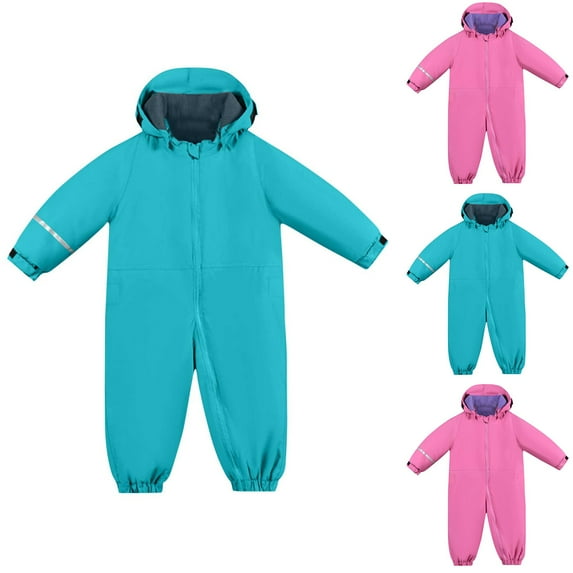 Riecok Snowsuit Children's Boys Ski Suit Thermal Ski Overall Soft Suit Dailywear Pink 4 T