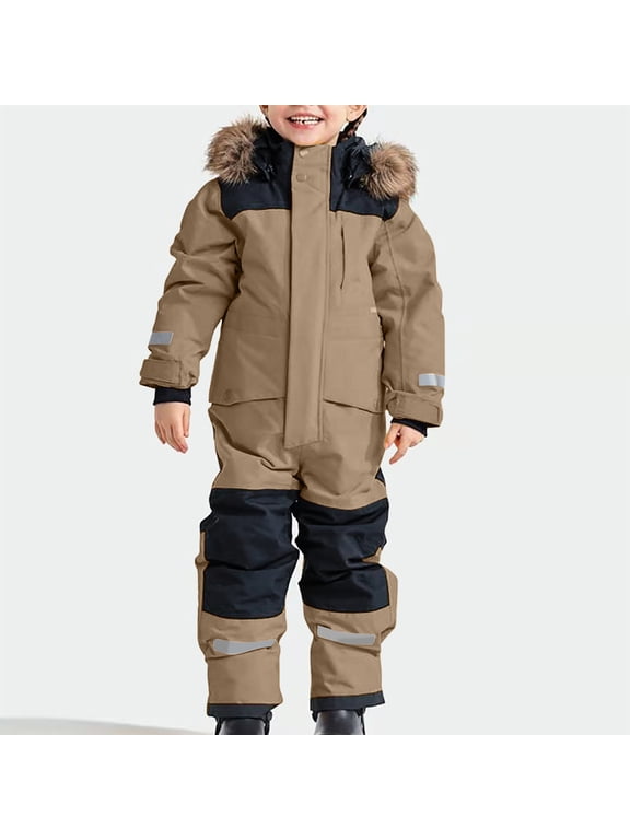 Snowsuit for Toddler Boy Girls Waterproof Windproof Hooded Snowsuit Winter Outdoor Overalls Snowboarding Ski Outfits