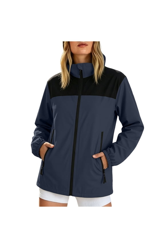 Riecok Softshell Jackets for Women Waterproof Windbreaker with Lining Lightweight Raincoats Outdoor Rain Jacket