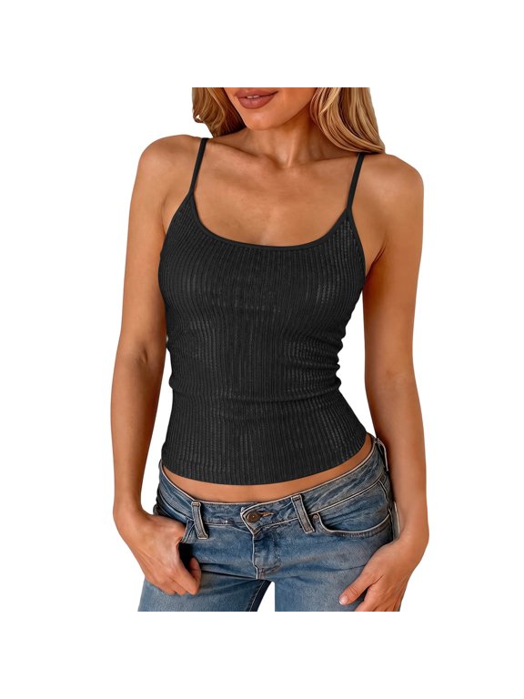 Sparkly Tank Tops for Women Shiny Sleeveless Glitter Shirts U Neck Evening Party Holiday Blouse M