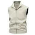 thumbnail image 1 of Riecok Sport Vest for Men Lapel Neck Sleeveless Jackets Zip up Coats with Pockets Casual Athletic Outerwear, 1 of 3