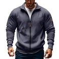 thumbnail image 1 of Riecok Sports Jacket for Men Zip up Long Sleeve Stand Collar Coats with Pockets Stylish Clothes for Home Office Hiking, 1 of 4